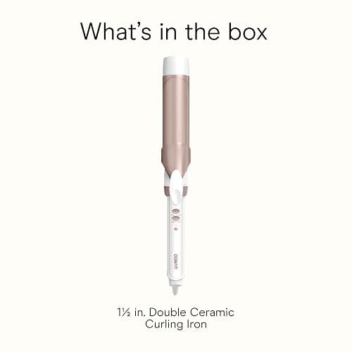 Conair Double Ceramic 1 ½-Inch Curling Iron, 1 ½-Inch Barrel Creates Soft Waves & Curls, Hair Curler for Use on Medium & Long Hair, White/Rose Gold thumbnail 8