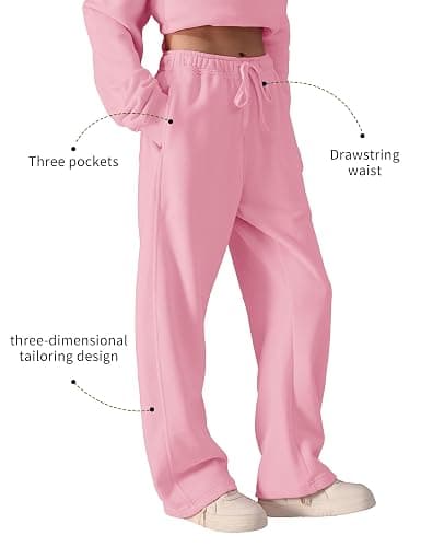 FAIABLE Women's Sweatpants Wide Leg - Super Soft Sweat Pants Fleece Baggy Joggers with Pockets, Drawstring & Relaxed Fit thumbnail 3