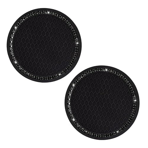 SUNCARACCL Car Cup Holder Coaster, 2 Pack Universal Bling Vehicle Insert (2.75" Diameter), Crystal Rhinestone Car Interior Accessories (Black with Black Diamond). thumbnail 3