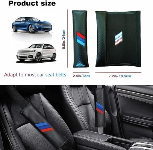 2PCS Car Seat Belt Cover for BMW, Carbon Fiber Seatbelt Shoulder Protection, Soft Car Seat Belt Strap Cushion Protect Your Neck and Shoulder, Car Accessories Seat Belt Pad for Car Truck (Black) thumbnail 2