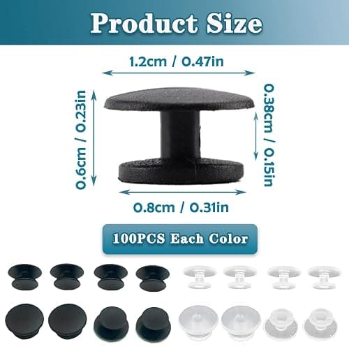 PUSNMI Buckle Plastic Button, Shoe Charm Backs Buttons Mixed Colors Black and Clear Round Buttons Accessories for Flat Shoe Charms, Wristband Charms Back, Factory DIY Ornaments 200pcs thumbnail 2