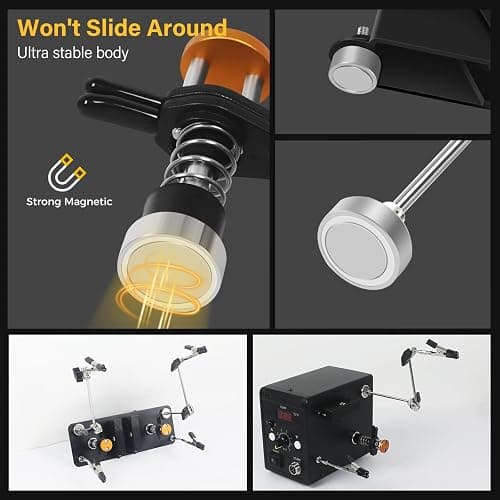 Magnetic Helping Hands Clamp Metal, Adjustable Third Hand Soldering Holder Stand For Small Electronics, Hobby DIY, Craft, PCB Repair, Precise Work, Exclusive Dual-Head Ultra-Grip (Yellowblack, long) thumbnail 7