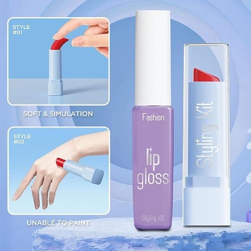 Pretend Makeup Kit for Girls, 11 Pcs Kids Cosmetic Pretend Play Beauty Make Up Set, Not Real Eye Shadow Blush Palette Lipstick wit Hand Bag, Blue thumbnail 3