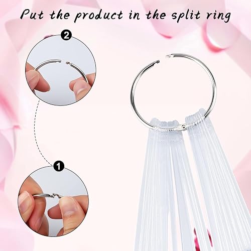 200Pcs Fan-shaped Nail Swatch Sticks,Clear Nail Color Swatches Display for Gel Polish, Nail Sample Practice Sticks,with Ring Holder for (Clear) thumbnail 3