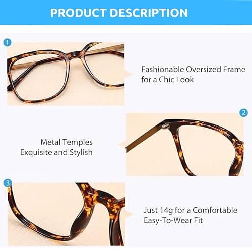 Firmoo Oversized Blue Light Blocking Glasses for Women/Men, Large Square Frame Computer Glasses for Screens thumbnail 5