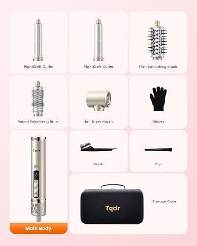 Tqcir 5-in-1 Professional Hair Dryer Brush, Powerful Multi-Styler with Auto-Wrap Curlers, Fast Drying Curling Straightening Volumizing Without Heat Damage, Storage Case Best Gift for Girl/Women thumbnail 8