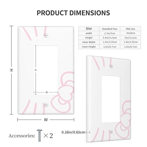 Cute Single Rocker Light Switch Covers, Kawaii Wall Decor, Pink Wall Plate, Bedroom Decorative, for Fans Girls Kids Birthday Valentine's Day Gifts, White thumbnail 2