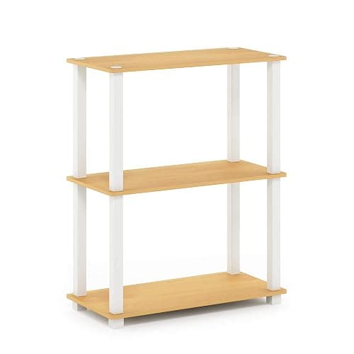 Furinno TURN-S-TUBE Storage Shelves, 3-Tier Book Shelf, Corner Shelf, Toolless Open Shelves, for Organization and Storage, Living Room, Garage, Home Office, Beech thumbnail 5