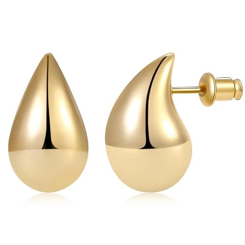 Gacimy Teardrop Earrings Dupes for Women 14K Gold Plated, Chunky Drop Earrings for Women with 925 Sterling Silver Post - Image 1