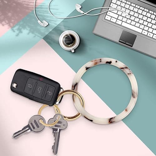 Bracelet Keychain for Women Key Ring Bracelet Wristlet Keychain Bangle Keyring for Women Key Chain Marble Keychain thumbnail 4