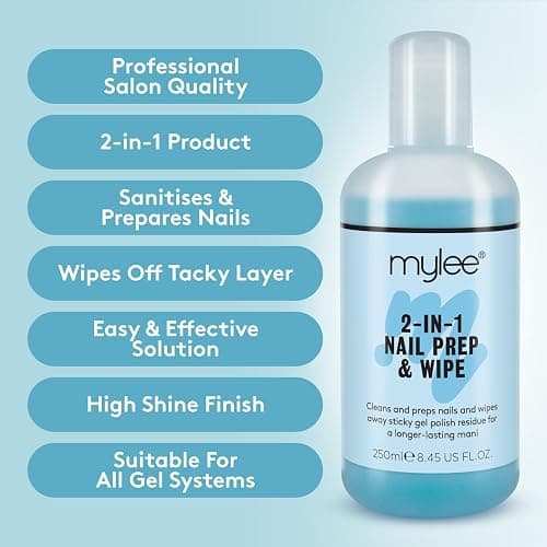 Mylee Nail Gel Polish Prep Wipe + Remover Cleanser UV LED Manicure Acetone 2x250ml by Mylee | UV/LED Manicure Acetone thumbnail 2