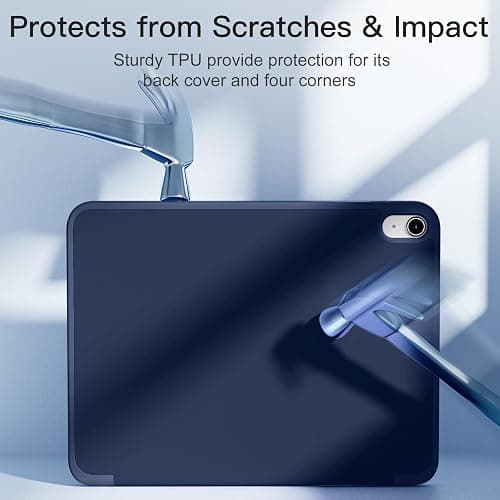 Akkerds Compatible with iPad (A16) 11th Generation Case 11 Inch 2025, for iPad 10th Generation Case 10.9 Inch 2022 with Pencil Holder, Slim Trifold Stand Protective Cover with Soft TPU Back, Navy Blue thumbnail 7