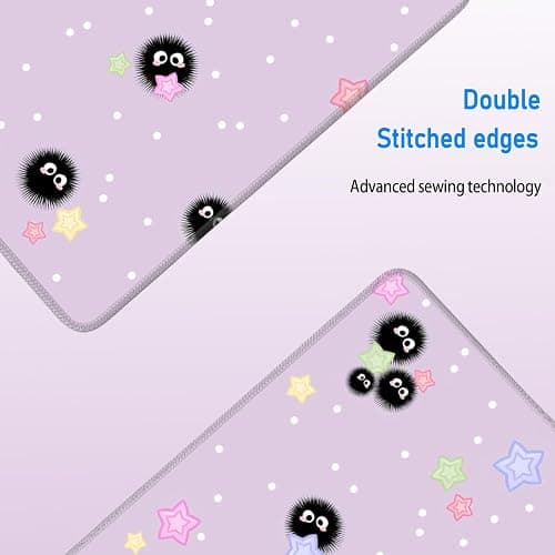 Purple Cute Mouse Pad,Large Anime Gaming Mousepad,Star Sea Urchin Office Desk Mat for Girls Women,Non-Slip Desk Protector Pad,Mouse Mat with Stitched Edges,31.5x12In,in Lavender thumbnail 5