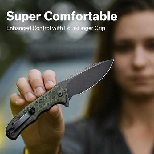 CIVIVI Mini Praxis Folding Pocket Knife, 2.98" D2 Steel Blade, OD Green | G10 Handle with Pocket Clip, Safety Liner Lock, Small EDC Knife for Camping Hiking Survival C18026C-1 thumbnail 5