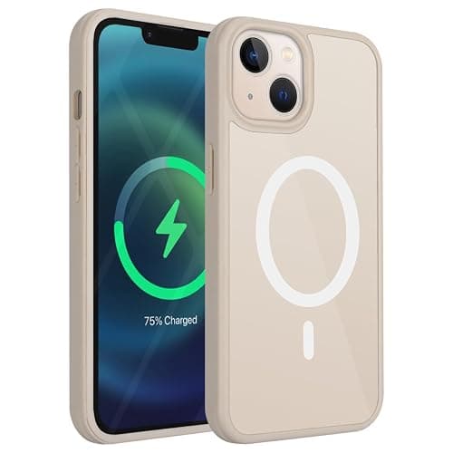 SunYoo for iPhone 14 iPhone 13 Case with Screen Protector, Compatible with Magsafe, for iPhone 14 Case Built in Screen Protector, Slim Protective Shockproof Phone Cover-Beige thumbnail 8