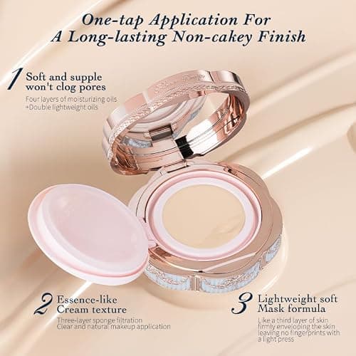 Flower Knows Bunny Garden Cushion Cream Foundation, Lightweight Formula | Light-to-Medium Buildable Coverage, Seamless Fit, Natural Satin Glow Finish, Vegan, Gift-Ready Compact (C01 Cool Alabaster) thumbnail 2