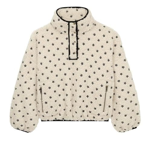 Talakeno Womens Fleece Sweatshirt Half Zip Sherpa Pullover Jackets Warm Long Sleeve Vintage Hiking Coat with Pockets thumbnail 6