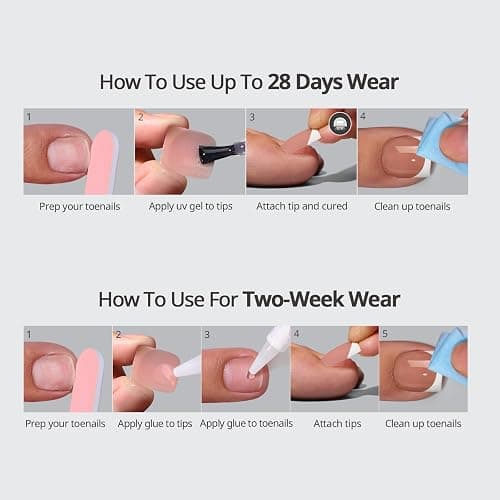 BTArtbox Press On Toenails, Hope Hope, Short Squoval, French Tip, 32Ct | Lamp-Curable, 4-Week Wear, Salon-Quality Toenails, 4X Thicker Tips, Custom 6 Big Toe Sizes, 16 Sizes, All-in-One Complete Kit thumbnail 8