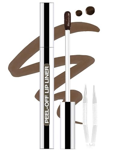 QCMME Lip Stain Peel Off Lip Liner Stain with Tweezer, Long Lasting Matte Lip Tint Tattoo, Highly Pigmented Color Lip Makeup, Waterproof Lipstick, Transfer-proof Lipstain for Women, Espresso - Image 1