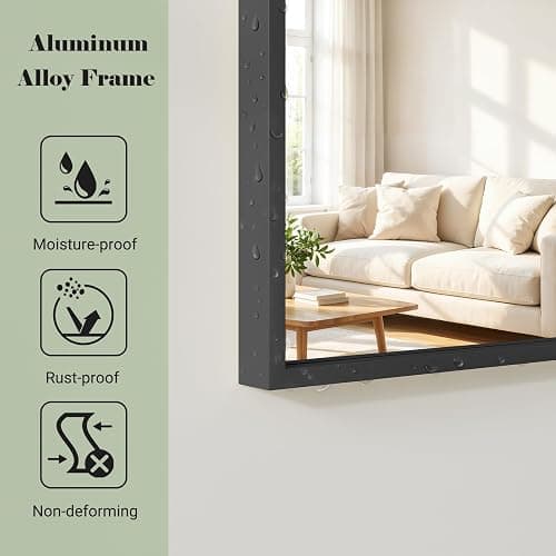 WISSMIELS Full Body Mirror 26x71 inch Arched Full Length Mirror with Stand Aluminum Wall Mounted Hanging or Leaning Standing Mirrors, Black thumbnail 8