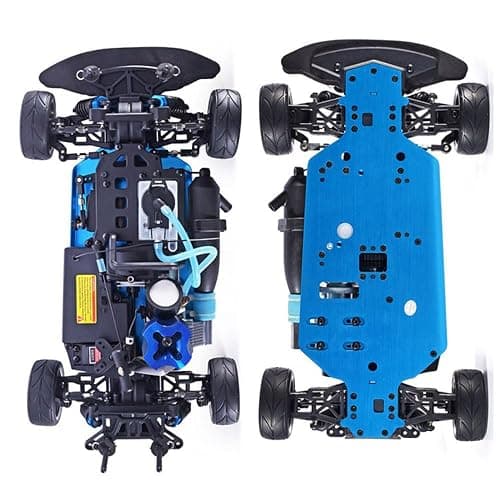 BINGXMF Nitro RC Cars 1/10 Two Speed Nitro Gas Power Car for Adults - Fast Drift 4WD 80KM/H Metal Chassis Gas Off Road Short Course Truck (Black) thumbnail 4