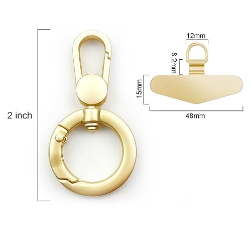 TENOC Metal Phone Tether with Spring Ring, Gold | 360 Rotation, Universal Cellphone Lanyard Pad thumbnail 2