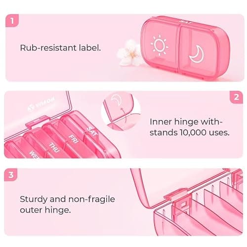 AUVON XL Weekly Pill Organizer 2 Times a Day, AM PM Pill Case with One-Side Large Opening for Easy to Use, Pill Box 7 Day Travel Medication Organizer for Medications, Vitamins, Fish Oils, Supplements thumbnail 4