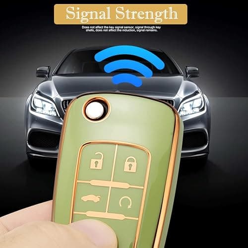 Cacacar for Chevy Key Fob Cover with Keychain, Premium TPU Full Protection Key Fob Case for Chevrolet Equinox Camaro Cruze Malibu Sonic Buick Terrain (5 Buttons Pink) thumbnail 4