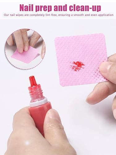 TEOYALL Lint Free Nail Wipes, 400 PCS Non-Woven Fabric Nail Cleaning Pads Pink Lash Extensions Glue Cleaning Wipes Salon Supplies thumbnail 4
