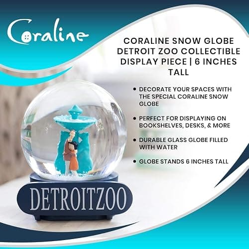 Coraline Special Snow Globe Detroit Zoo Collectible Display Piece | Feature's Coraline's Parents Trapped Inside | Official Coraline Movie Collectible Snow Globe | Stands 6 Inches Tall thumbnail 7