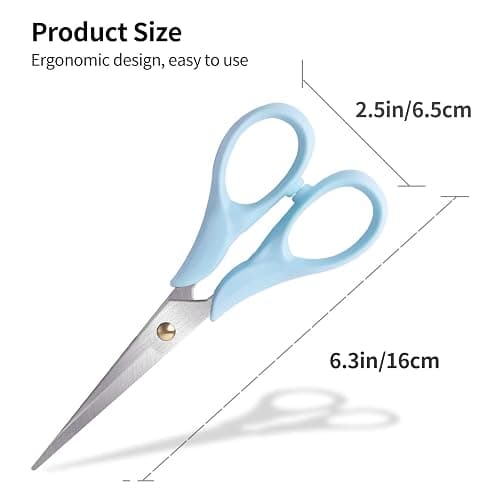 Creechwa Scissors Blue, Stainless Steel Blade with Acrylic Handle, All Purpose Scissor for Office, School, Home, Fabric Shears, Tijeras - Blue-6 Inch thumbnail 3