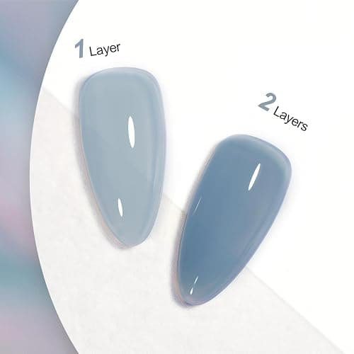 GAOY Jelly Nude Blue Gel Nail Polish, 16ml Sheer Neutral Translucent Soak Off Gel Polish, UV Light Cure for Nail Art DIY, 1722 Hazy Blue - Hazy Blue thumbnail 2
