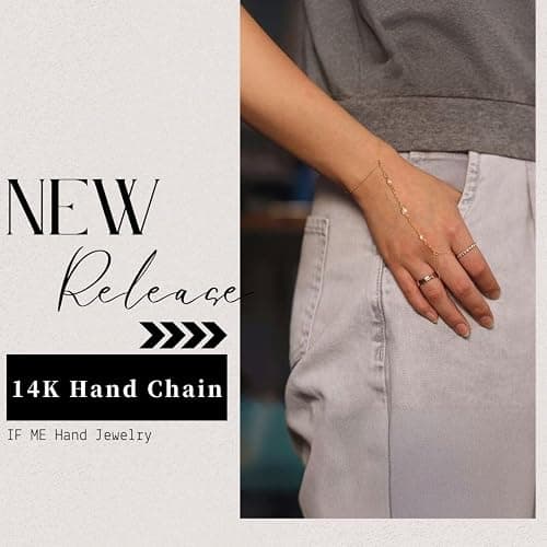 Gold Bracelets for Women, 14k Gold Plated Hand Chain Bracelet, 2 Pcs Ring Bracelets for Women Trendy Dainty Cubic Zirconia Bracelet Ring Bracelet Hand Jewelry Adjustable 6.3'+2' thumbnail 8