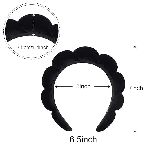 Ayesha Spa Headband for Women Sponge Headband for Washing Face Clouds Soft Hairband Makeup Headbands for Women Girls Shower Makeup Skincare (Black) thumbnail 6