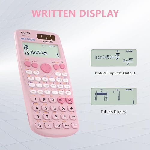 Scientific Calculators, IPepul Pink Math Calculator with 417 Function | Solar Battery Power and 4-Line Display, School Supplies for Middle High College Students Teachers (Pink) thumbnail 3
