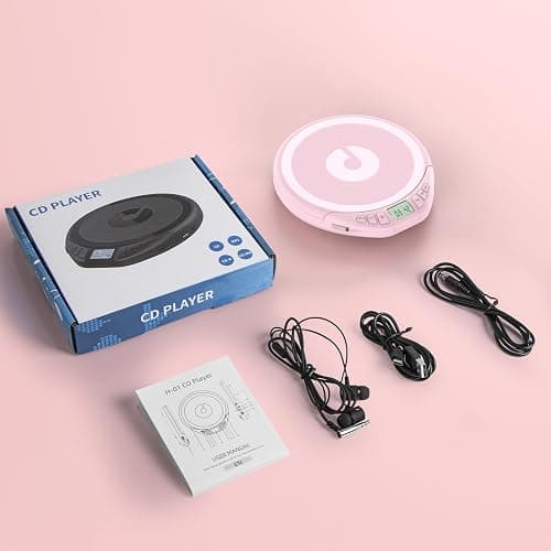 Gueray CD Player Portable CD Dsicman: with Earphones for Car with Anti-Skip Shockproof with LCD Display Support PROG Memory Repeat Function thumbnail 9