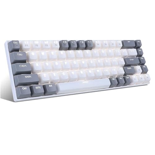 MageGee Portable 60% Gaming Mechanical Keyboard, Minimalist MK-Box Ice Blue Backlit Compact 68 Keys Wired Office Keyboard with Red Switch for Windows Laptop PC Mac Convenient(Gray & White) - Image 1