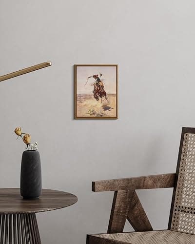 InSimSea Framed Canvas Wall Art Western Cowboy Decor Rustic Vintage Cowboy Oil Paintings Horse Riders of Mid-Century Art Prints Ranch Lunar Landscape Wall Pictures Antique Wall Decor Aesthetic Posters thumbnail 3