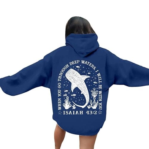 Whale Shark Hoodies For Teen Girls | Ocean Graphic Preppy Sweatshirts Oversized Y2k Pullover Tops Long Sleeve Fall Outfits thumbnail 5