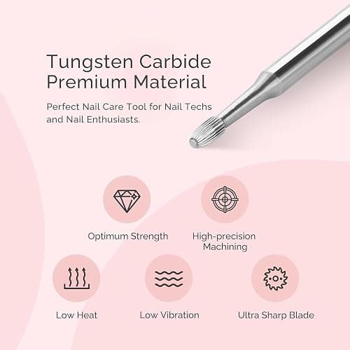 MelodySusie Cuticle Clean Nail Drill Bit 3/32'', Professional Safety Carbide Under Nail Cleaner Nail Bit for Cuticle Dead Skin Nail Prepare, Two Way Rotate, Manicure Nail Salon Supply(Silver, Fine) thumbnail 4