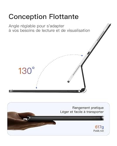 CELUI QUE JE PRÉFÈRE : Inateck Housse Clavier magnétique pour iPad 10e génération 10,9 pouces/11e génération 2025 A16 11 Pouces : Support Flottant, rétroéclairage 7 Couleurs et trackpad, KB09119-10 thumbnail 3