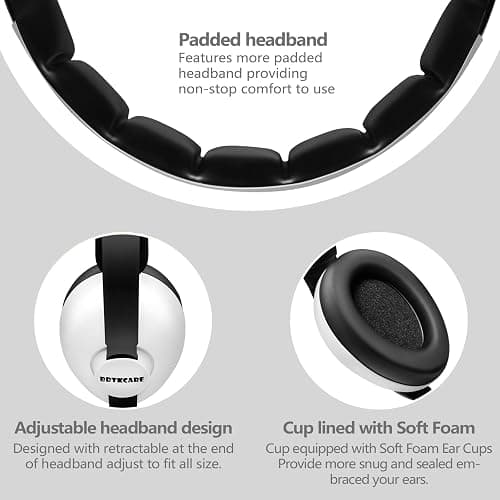 BBTKCARE Baby Headphones - Infant Ear Protection Earmuffs 3-36 Months - Noise Cancelling Travel Essentials - White thumbnail 5