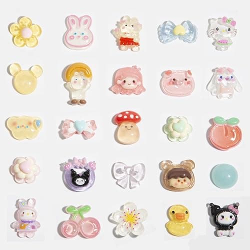 Luyoaozy 60pcs Slime Charms Cute Set for Crafts, Resin Charms Set Ornament Scrapbooking,3D Flatback Cute for Embellishments Scrapbook and Mini Decorations (Multi-Colors) thumbnail 3