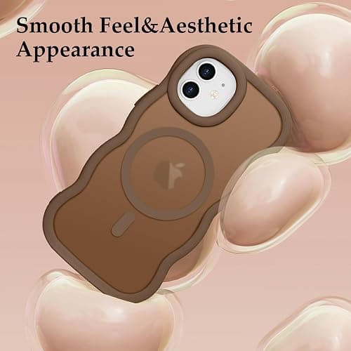 Pepmune for iPhone 12/12 Pro Case, Curly Wavy Frame Translucent Clear Hard Back Cover for Women Men Compatible with Magsafe Stylish Shockproof TPU Bumper Phone Case for iPhone 12 Pro/12, Desert Gold thumbnail 6