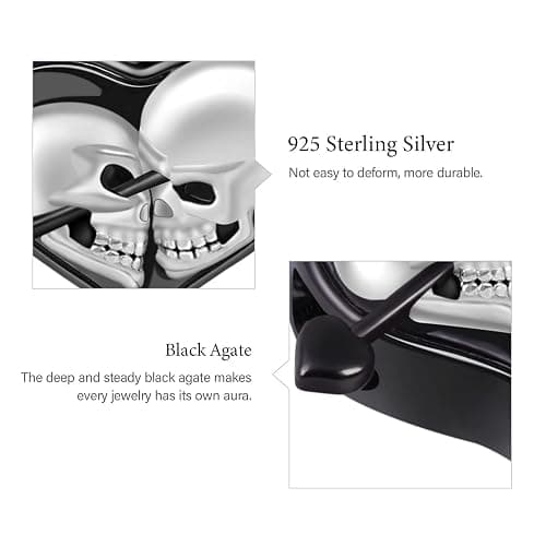 GNOCE Skull Lover Heart Charm Bead Sterling Silver Arrow through The Heart Skull Charm Bead Fit Bracelet/Necklace Jewelry Gift for Women Men (Style-1) thumbnail 5