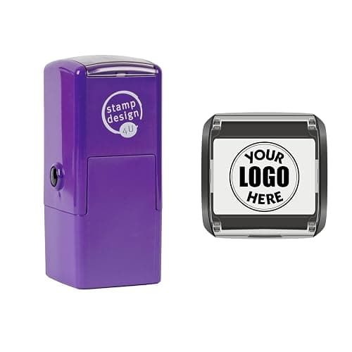 Business Logo Personalised Stamp, 25mm x 25mm Custom Stamp (Black) - Image 1