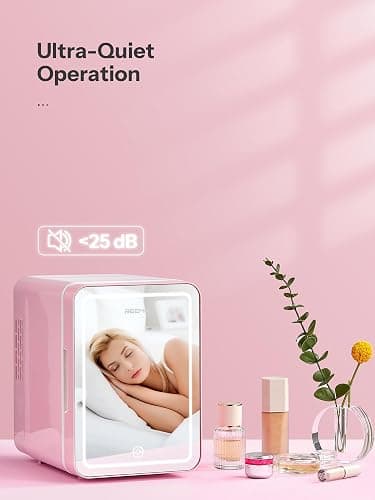 Reemix Skincare Fridge, Mini Beauty Fridge with LED Mirror, 4L Portable Small Refrigerator for Bedroom, Car, Office & Dorm, Cooler & Warmer (Pink) thumbnail 5