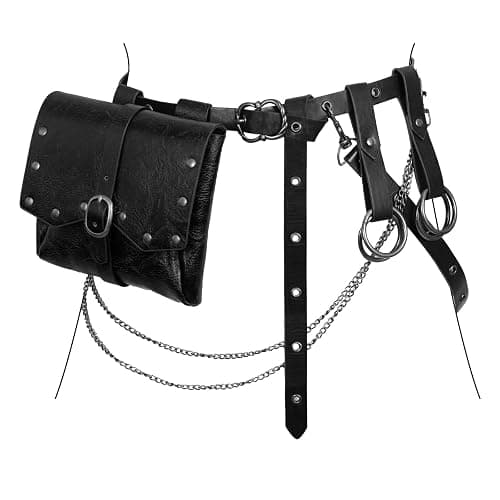 Dicxoser 4PCS Renaissance Medieval DIY Belt - Adjustable Pirate Belt with Bag & Skirt Hikes for Ren Faire, LARP & Halloween - Image 1