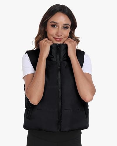 Memorose Puffer Vest for Women Winter Outwear Jacket Cropped Sleeveless Lightweight Fashion Fall Coat with Pockets thumbnail 3