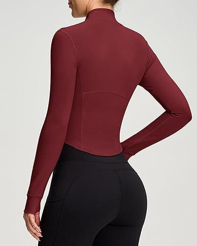 colorskin Women BBL Jacket Full Zip UP Workout Athletic Cropped Jacket wIth Thumb Holes Running Yoga Sportswear thumbnail 3